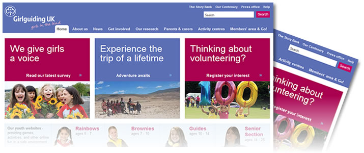 screenshot of Girlguiding UK website